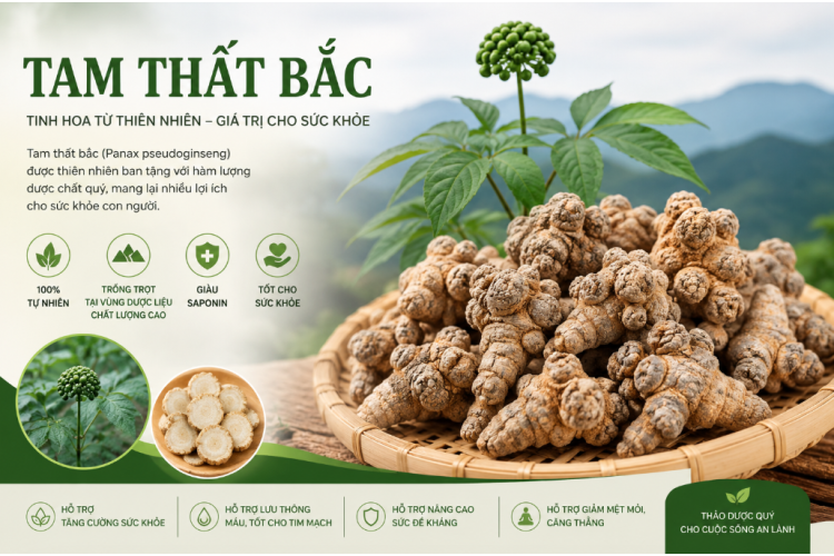 COMBO 5KG TAM THẤT BẮC TẶNG 1KG AN XOA HOẶC 100GR TAM THẤT BẮC